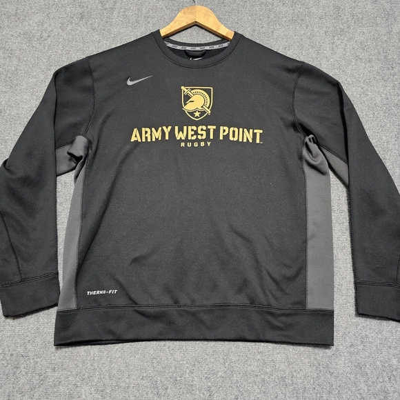 Nike Therma Fit Army West Point RUGBY Performance Sweatshirt Mens L Black Sports - Picture 2 of 11